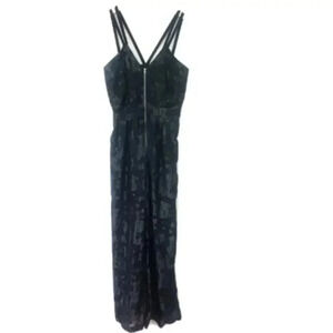 BCBGeneration Black Strappy Applique Jumpsuit